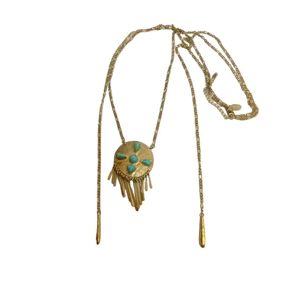 Silver Jeans Co Layered Look Faux Turquoise Necklace Adjustable Length - EUC